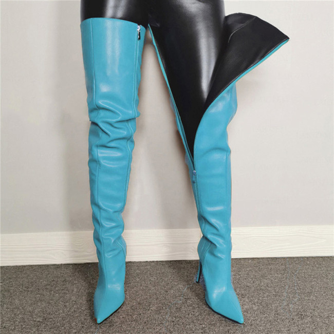 Over-the-knee Boots Pu Leather High Knee Boots High Heels Boot
