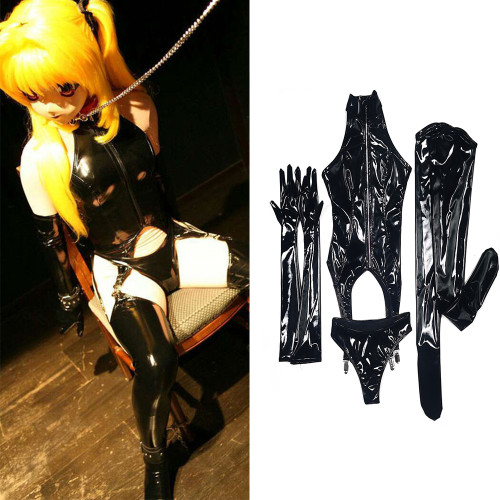 2021 Sexy Passion Suit Nightclub Queen Anime Cosplay Maid Outfit PVC 4PCS Jumpsuit+ gloves +sock+ pants sets Party Sexy Bodysuit