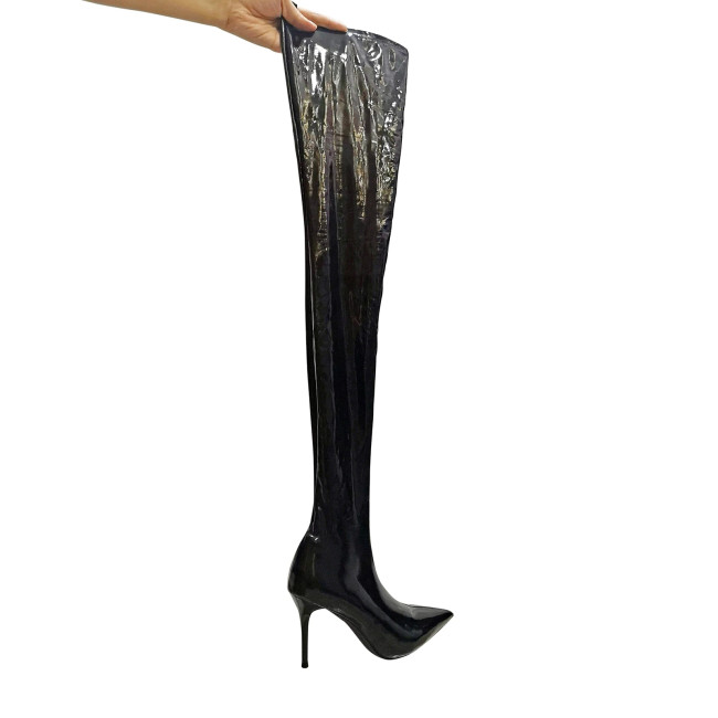 Shiny Patent Leather Thigh Boots Over The Knee Boots Plus Size