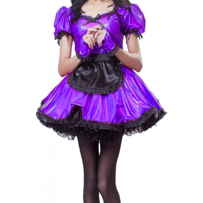 Sexy Sissy Cute Lolita Dresses French Maid Dress Metallic Puff Sleeve Maids Uniform Anime Cosplay Stage Exotic Costume