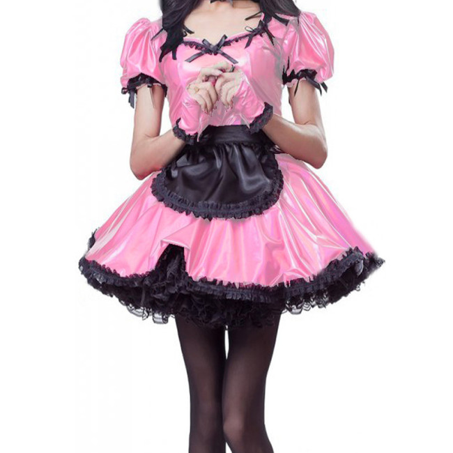 Sexy Sissy Cute Lolita Dresses French Maid Dress Metallic Puff Sleeve Maids Uniform Anime Cosplay Stage Exotic Costume