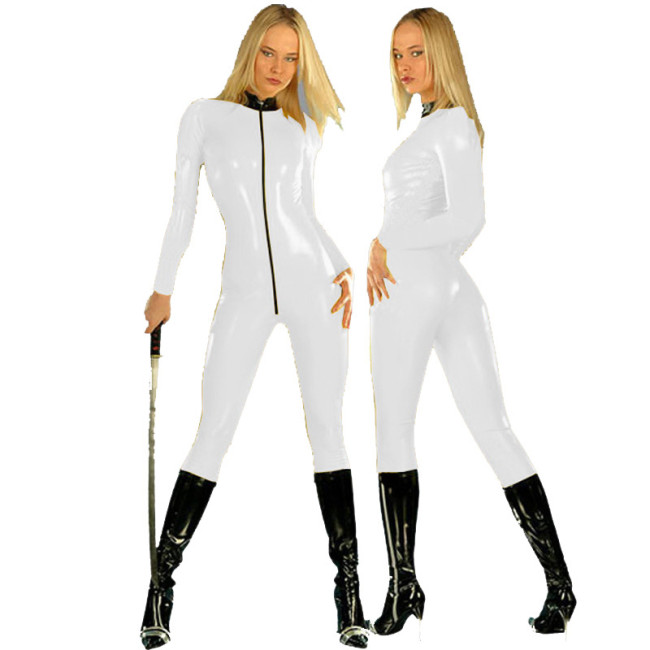 Faux Leather Women Bodysuit Crotch Zipper Jumpsuit for Women  Long Sleeve One Piece Suit Plus Size 7XL Exotic Costumes