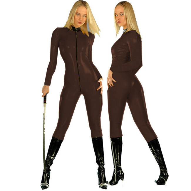 Faux Leather Women Bodysuit Crotch Zipper Jumpsuit for Women  Long Sleeve One Piece Suit Plus Size 7XL Exotic Costumes