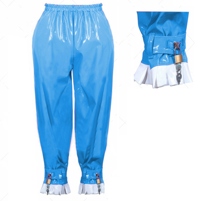 Faux Leather Harem Pants Women Joggers Sweatpants with Lockable Casual Solid Color PVC Pants for Autumn Winter Fashion Pants 7XL