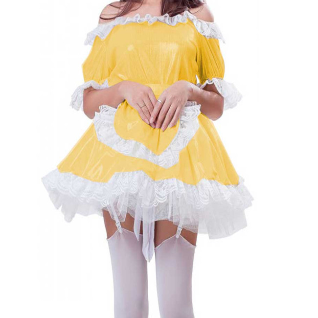 New Women Lolita One-Shoulder Mini Dress Sexy Maid A-Line Dress Anime Cosplay Costume Kawaii Halloween Party Sissy Mini Dresses