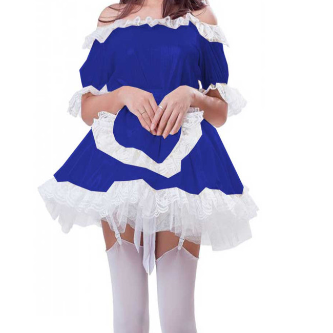 New Women Lolita One-Shoulder Mini Dress Sexy Maid A-Line Dress Anime Cosplay Costume Kawaii Halloween Party Sissy Mini Dresses