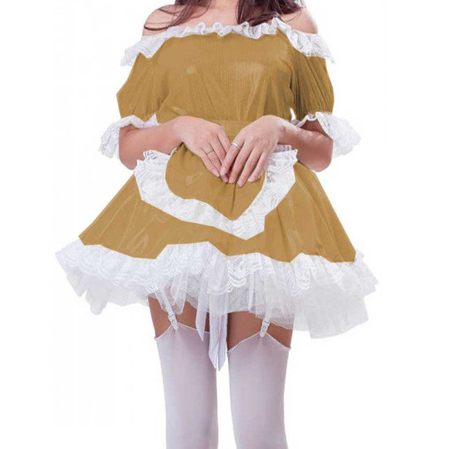 New Women Lolita One-Shoulder Mini Dress Sexy Maid A-Line Dress Anime Cosplay Costume Kawaii Halloween Party Sissy Mini Dresses