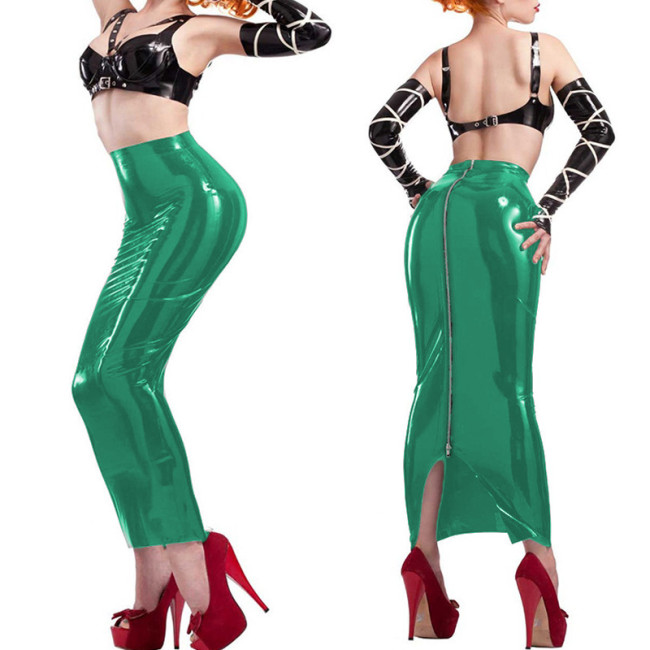 Sexy Mermaid Bodycon Pencil Skirt Zip High Waist PU Patent Leather PVC Long Skirt Seamless Skirts Tight Shiny Clothes New