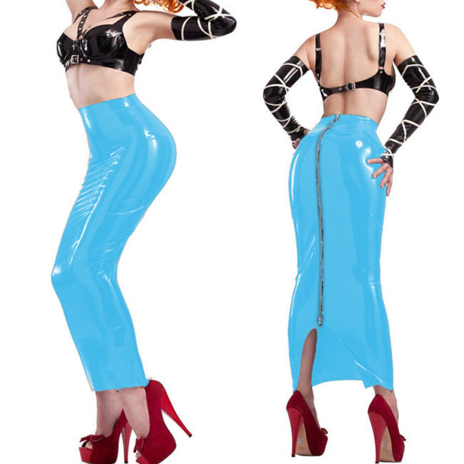 Sexy Mermaid Bodycon Pencil Skirt Zip High Waist PU Patent Leather PVC Long Skirt Seamless Skirts Tight Shiny Clothes New