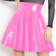 Wet Look PVC Leather Skirt Gothic Women Summer Skirts Lady High Waist Flared Pleated A-line Circle Mini Skater Skirt Clubwear