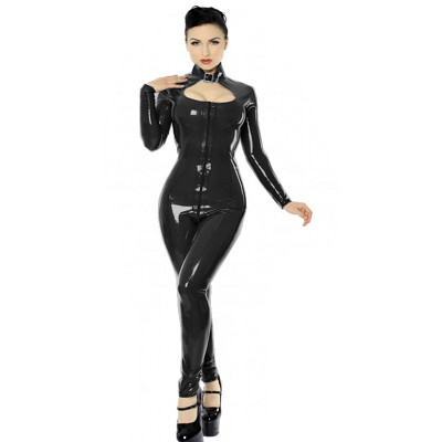 Sexy Black PU Leather Bodysuit With Long Sleeves, Slim Fit, Turtleneck, And  Seamless Design For Womens Nightclub Party Latex Vinyl Jumpsuit 220811 From  Bai05, $23.64
