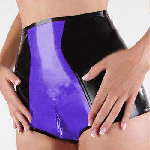 Womens Briefs  Leather Panties Zipper Open Crotch Panties Clubwear  PU Underwear Sexy  Faux Leather Briefs Zipper Short Panties