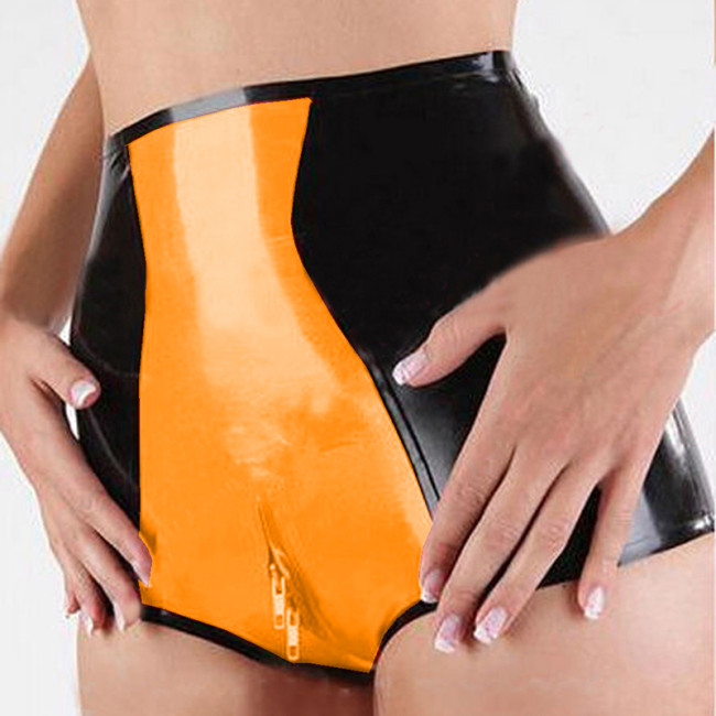 Womens Briefs  Leather Panties Zipper Open Crotch Panties Clubwear  PU Underwear Sexy  Faux Leather Briefs Zipper Short Panties