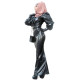 Sexy PVC Dress Set Adult Women Long Puff Sleeve Costume with Gloves Maxi skirts and scarf Zippr Back Office Outfit