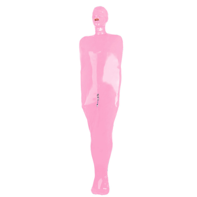 Clear PVC adults latex bondage bag adults Transparent PVC bdsm sleeping sack open head and attached front zipper Fetish Suit