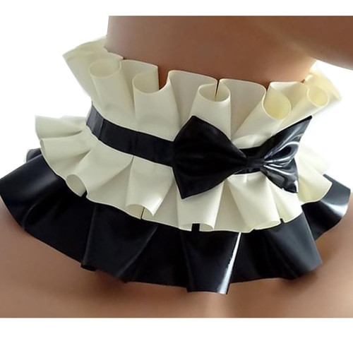 Bow Tie Neck Choker Collar Necklace PVC Sexy Bow Knot Collar Choker Role play Vinyl Lolita Bow collar Sissy Cosplay props