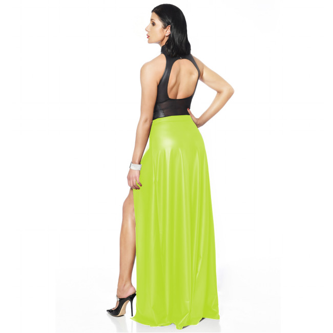 Gothic Skirt PU leather Women Summer Split Sexy High Waist Skirt Streetwear Punk Long Skirts Sexy Night Club Skirt  A-line 7xl