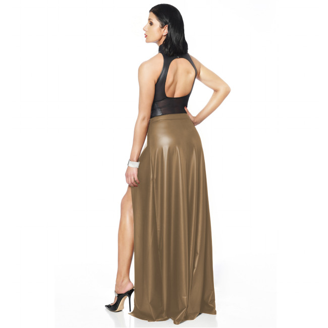 Gothic Skirt PU leather Women Summer Split Sexy High Waist Skirt Streetwear Punk Long Skirts Sexy Night Club Skirt  A-line 7xl