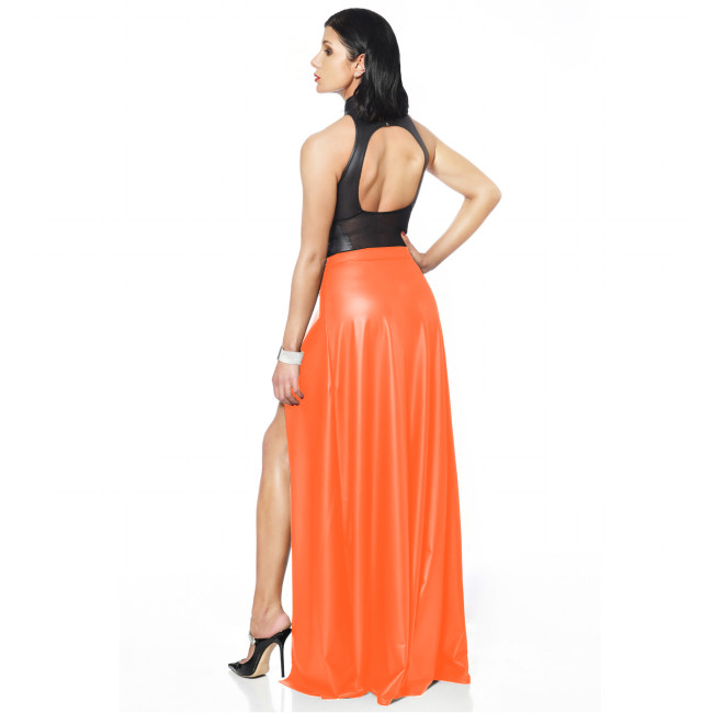 Gothic Skirt PU leather Women Summer Split Sexy High Waist Skirt Streetwear Punk Long Skirts Sexy Night Club Skirt  A-line 7xl