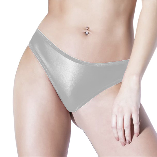 Sexy panties Mens Sissy Briefs Wet look metallic Thongs Bikini Briefs Hot Underwear Erotic Briefs dominatrix lingerie leather