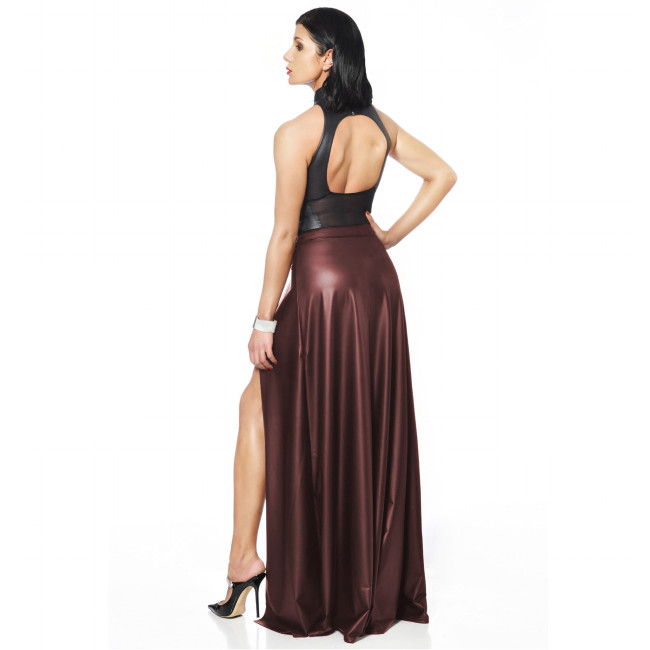 Gothic Skirt PU leather Women Summer Split Sexy High Waist Skirt Streetwear Punk Long Skirts Sexy Night Club Skirt  A-line 7xl