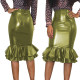 Women High Waist Slim Pencil Skirts Female Korean Fashion Elegant  PU Leather Mermaid Fishtail Midi Skirts gothic Skinny Skirt