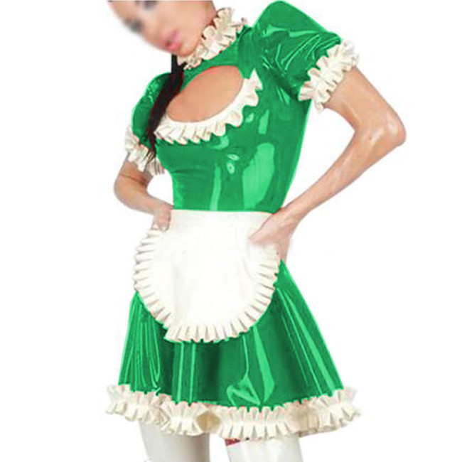 Mens sissy dress PVC Sissy Crossdresser Maid Outfit Housekeeper Uniform Gay Costumes Women Men Apron French Maid Lolita Dresses