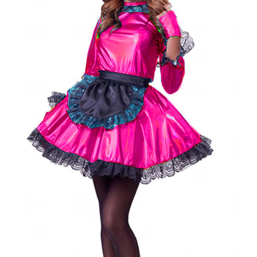 Sweet Lolita Maid vintage Dress Pink Soft Girl Women Uniform Princess Dresses Club Party cosplay Costume lace dress wuth Apron