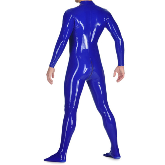 Full Bodysuits Shiny PVC Leather Catsuit Women Clothes Mens Sexy Long Sleeve Zipper Open Crotchless Jumpsuit Fetish Costume 7XL