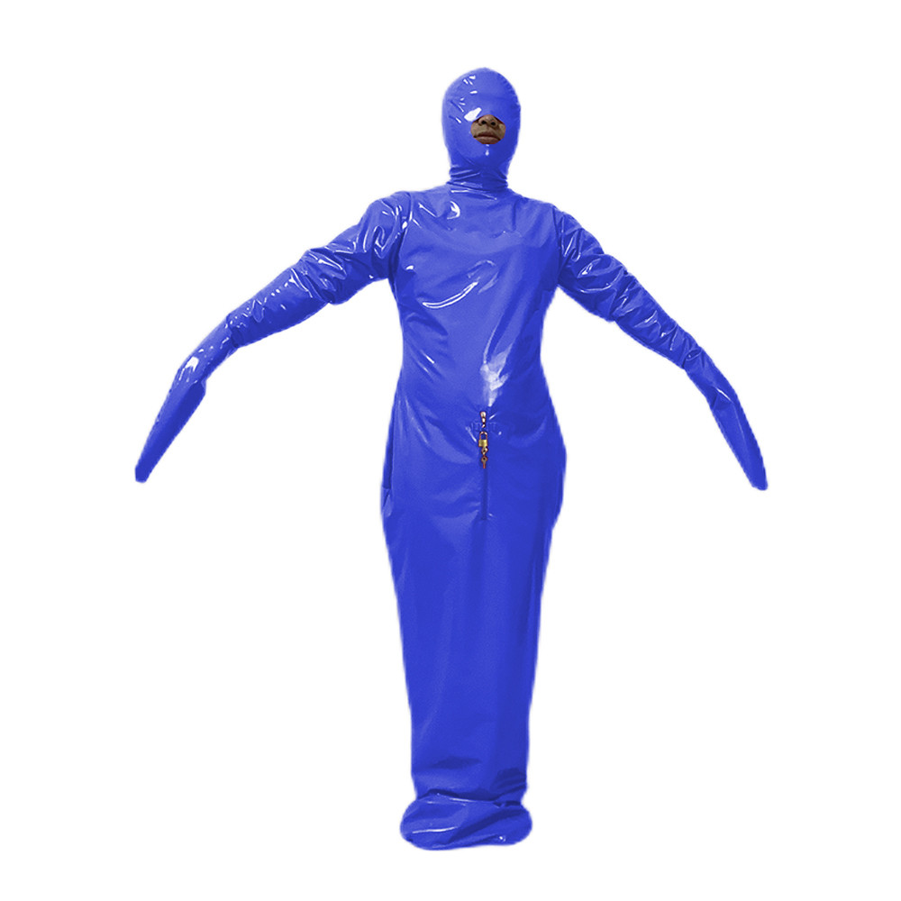 New Arrival Lockable Catsuit Shiny PVC Bondage Bodysuit with Mask Unisex  Erotic Costume PU Jumpsuit Sexy Clubwear bondage bdsm
