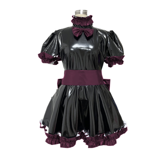 French Miad Dress Mens PVC Lockable Sissy Dress Male Gay sissy lockable uniform Cosplay clothing anime Dress gothic Lolita cloth