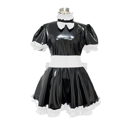 French Miad Dress Mens PVC Lockable Sissy Dress Male Gay sissy lockable uniform Cosplay clothing anime Dress gothic Lolita cloth