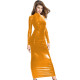 Bodycon Long Dress Women Long Sleeve High Neck Faux Leather Stretch Dress Simple Clubwear Sexy Nightclub Ankle Length Vestido