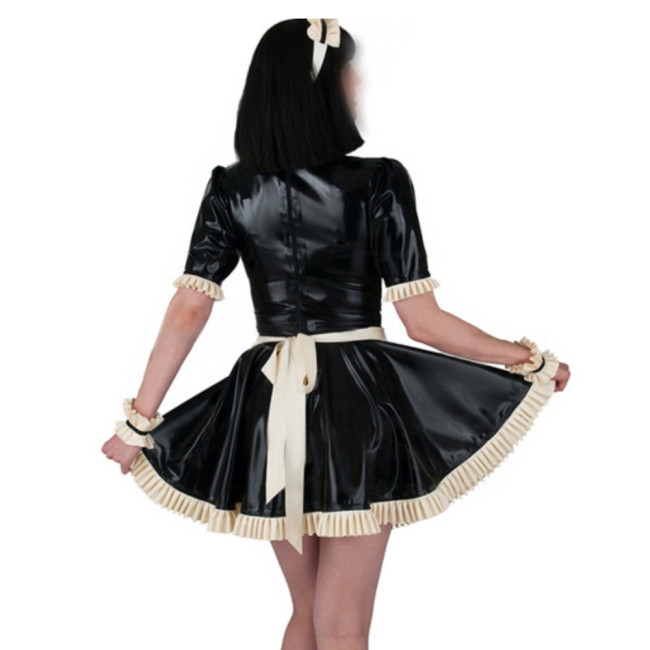 Sissy French Maid Dress Cute A Line Lolita Ruffle Maid Dress Cosplay Costume With Apron Women Waitress Party Stage Costume 7XL