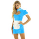 Womens French maid Shiny PVC Maid Dress faux leather sissy dress Cosplay Costume Wetlook Clubwear Puff Sleeves Mini Dresses
