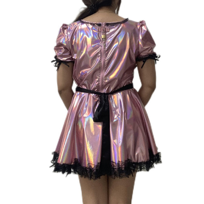 new arrival sissy costume pvc maid costume short sleeve maid cosplay halloween clubwear exotic dress plus size s-7xl