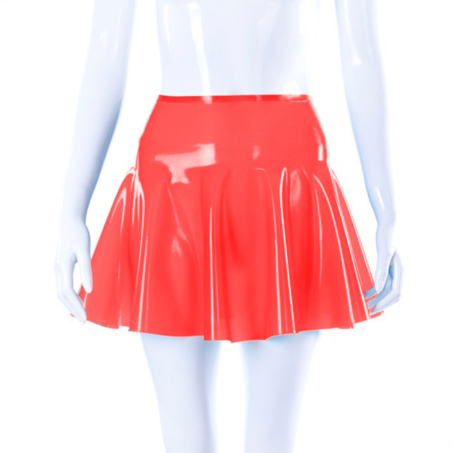 Transparent pvc mini skater dress Flared Pleated clear pvc high waist mini dress plus size mini skirt pink color clear pvc skirt