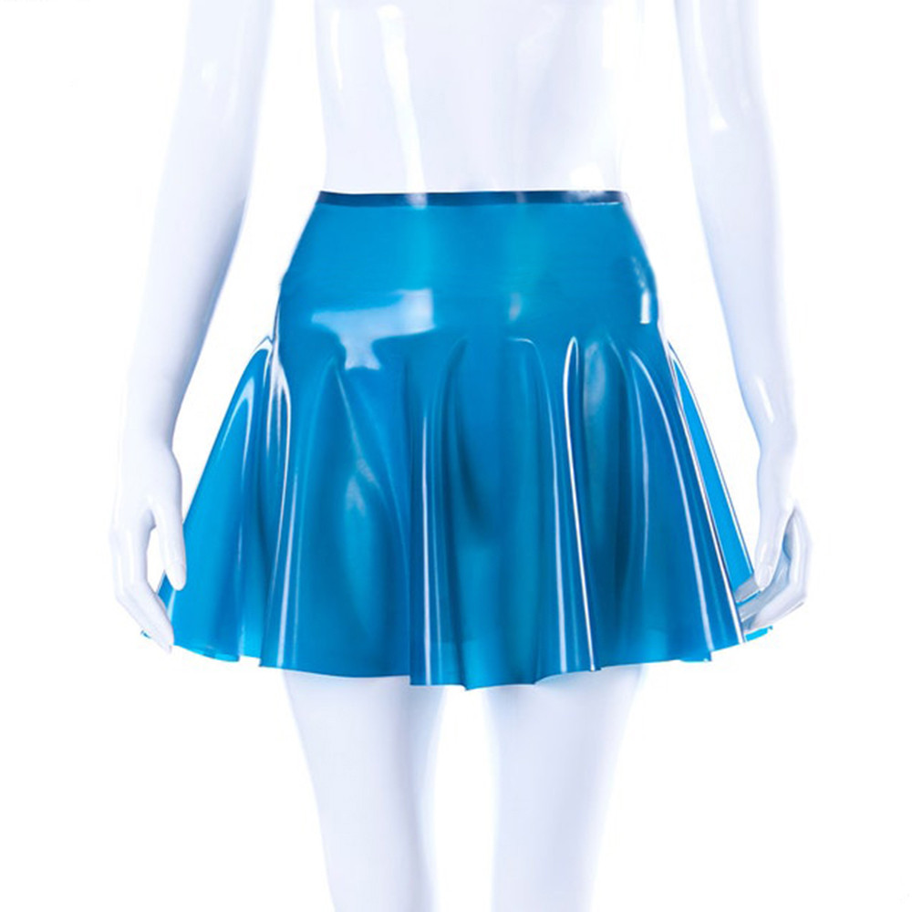Transparent pvc mini skater dress Flared Pleated clear pvc high waist mini  dress plus size mini