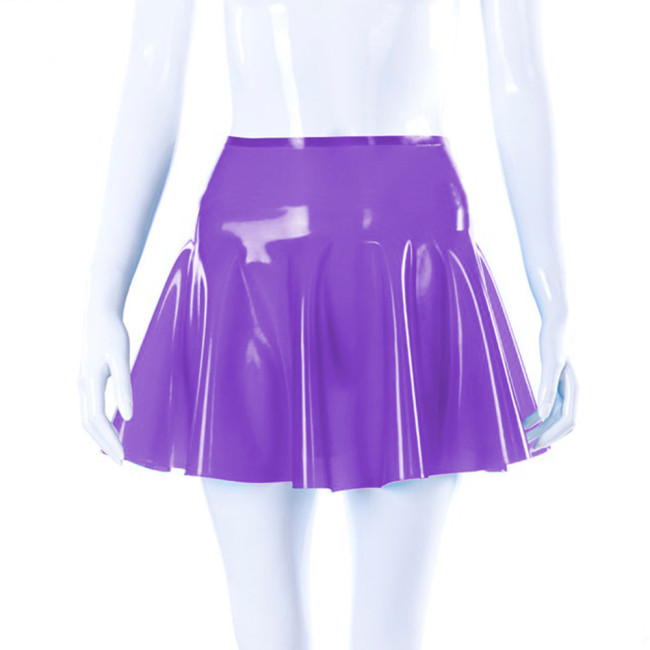 Transparent pvc mini skater dress Flared Pleated clear pvc high waist mini dress plus size mini skirt pink color clear pvc skirt