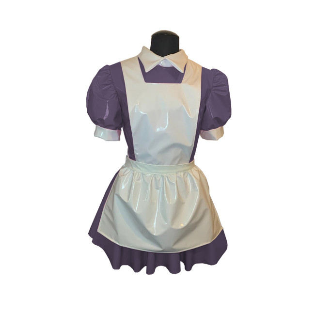 NEW Mens Male Sissy French Maid Dress Cosplay Costume Clubwear Puff Sleeve Wetlook Maid Servant Uniform Flared Dress 7XL