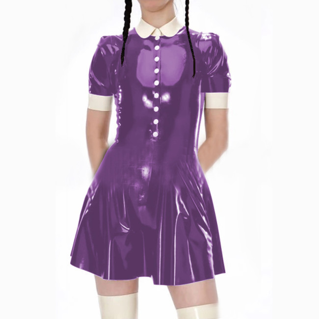 Dress Women School A Line Dress Shiny PU Leahter Costumes Erotic fetish mini dress Costumes Fetish Dress Halloween Dress S-7XL