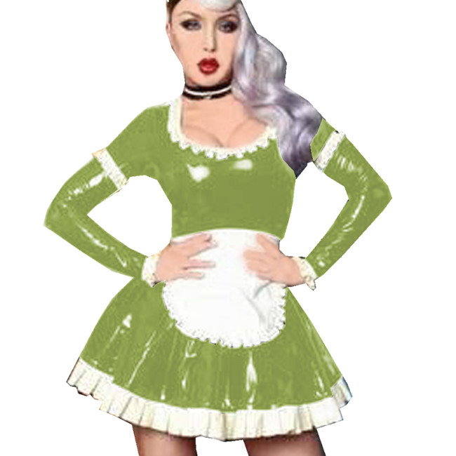 Sexy Sissy Dress Long Sleeves Women Maid Cosplay Dress with Apron Halloween Fancy Costume Plus Size 7XL