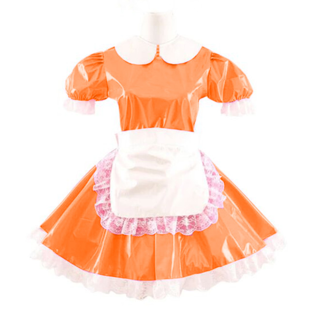 Lolita PVC Dress Shiny PVC Adult Sexy Cross Dressing Sissy Lolita Cosplay Costume For Adult Mens Gay Sweet Apron Costume S-7XL