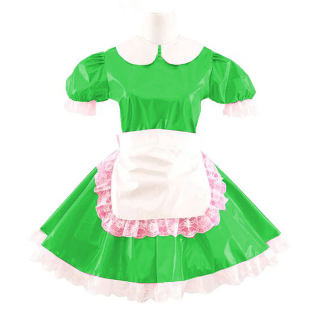 Lolita PVC Dress Shiny PVC Adult Sexy Cross Dressing Sissy Lolita Cosplay Costume For Adult Mens Gay Sweet Apron Costume S-7XL