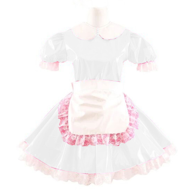 Lolita PVC Dress Shiny PVC Adult Sexy Cross Dressing Sissy Lolita Cosplay Costume For Adult Mens Gay Sweet Apron Costume S-7XL