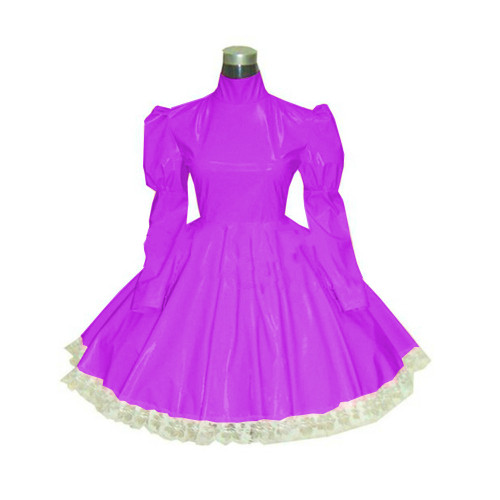 Mens Sissy Dress Adult Baby Sissy PVC Puff Long Sleeve A line Skater Dress Zipper Back Lolita Dress Party Evening Dresses  S-7XL
