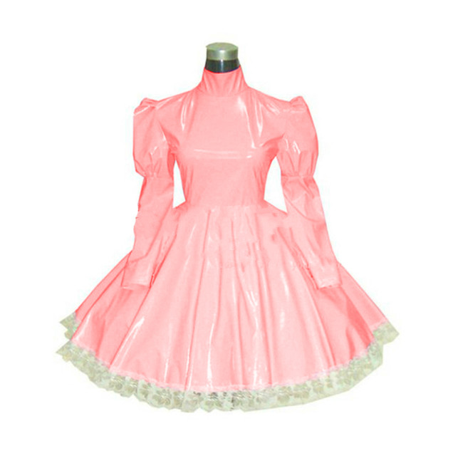 Mens Sissy Dress Adult Baby Sissy PVC Puff Long Sleeve A line Skater Dress Zipper Back Lolita Dress Party Evening Dresses  S-7XL