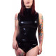 Womens Wetlook Bodysuit Exotic Metallic Teddies Wetlook Faux Leather High Cut Thong Leotard Jumpsuit Night Club Costumes Catsuit