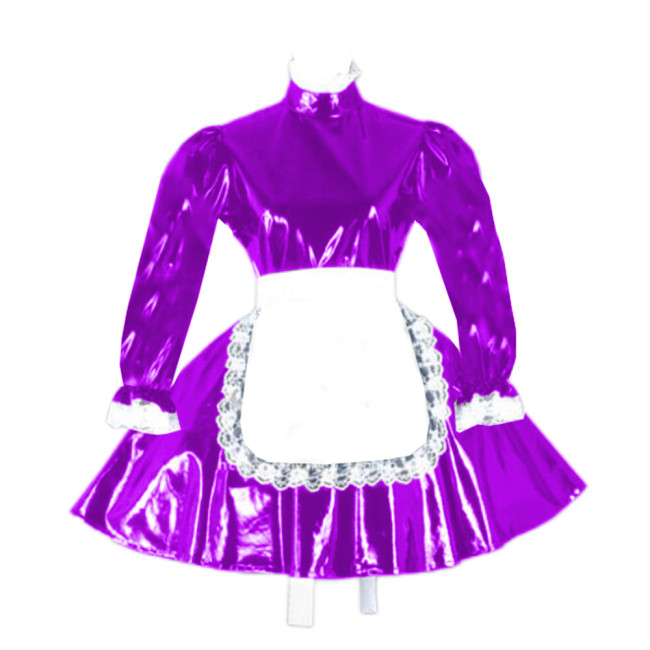 SISSY Lockable Dress Long Sleeve Lockable Panties with Lockable Neck PU Leather Lolita Maid Costumes japanese anime cosplay 7XL