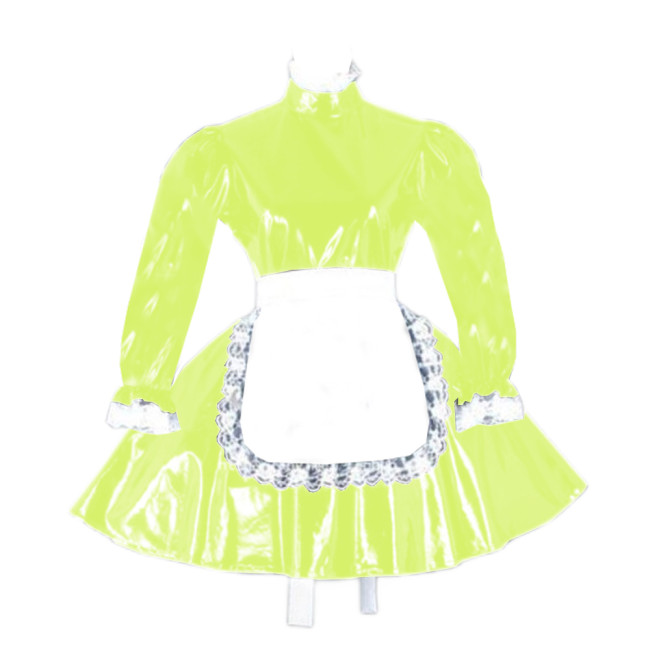 SISSY Lockable Dress Long Sleeve Lockable Panties with Lockable Neck PU Leather Lolita Maid Costumes japanese anime cosplay 7XL